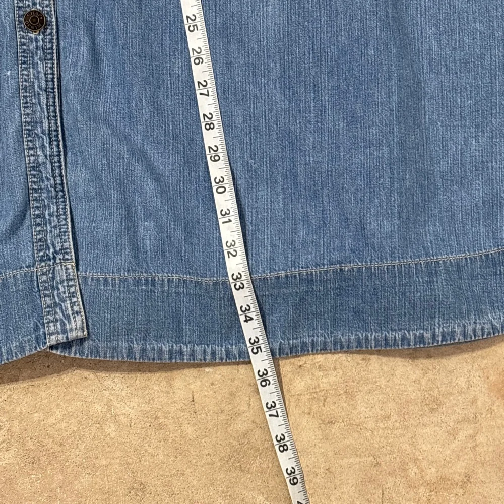 CHAPS Denim Button Down Maxi Blue Skirt Women’s Size 14 Front Pockets Modest